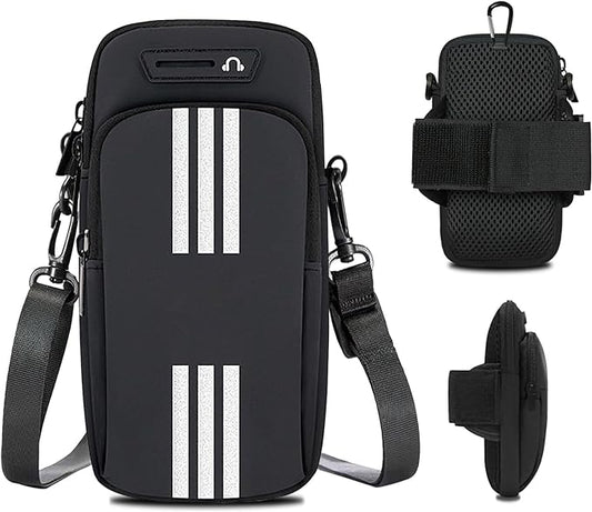 Phone Holder for Running Armband Cell Phone Purse Crossbody for Women Men Kids,iPhone 17 16 15 14 13 12 11 Pro Max Xs 16e Xr X 8 7 Plus Mini Pouch,Galaxy S26 S25 S24 Ultra Note Arm Bag Black