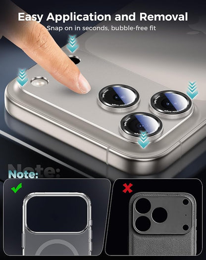 Goton Compatible for iPhone 17 Pro Camera Lens Protector, 1-Pack Aluminum Alloy Metal Cover with HD Tempered Glass, Pro Camera Style, Shatter-Resistant, Scratch-Proof, Case Friendly