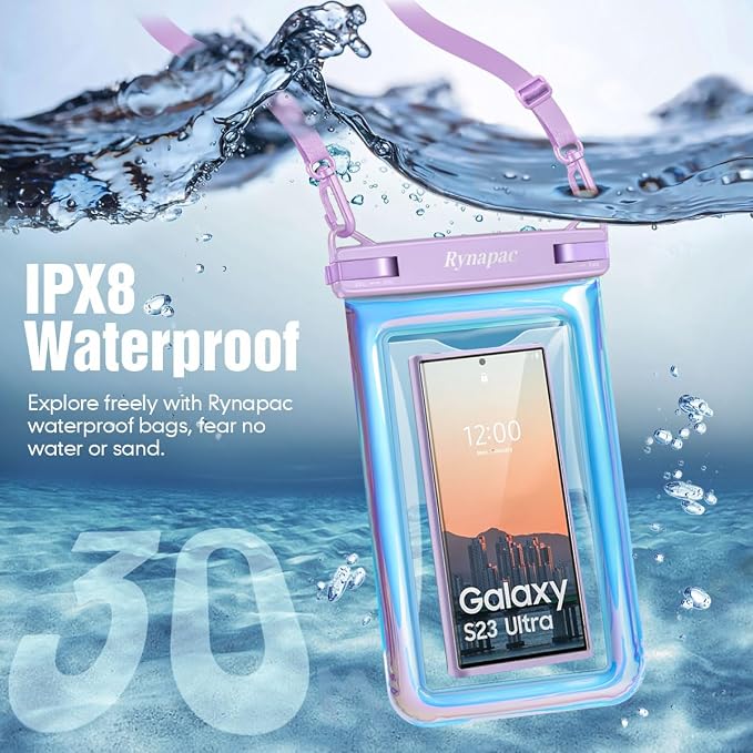 [Up to 10''] Waterproof Phone Pouch Floating, IPX8 Underwater Cell Phone Holder with Lanyard for iPhone 17 16 15 14 Pro Max, Galaxy S25 S24 S23 Ultra, Beach Cruise Ship Essentials Travel Must Haves