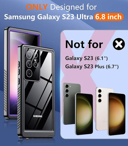 Temdan for Samsung Galaxy S23 Ultra Case,Waterproof Built-in Lens & Screen Protector[Full Body Shockproof][12 FT Military Drop Proof][Dustproof][IP68 Underwater] Case for S23 Ultra 5G 6.8”-Purple