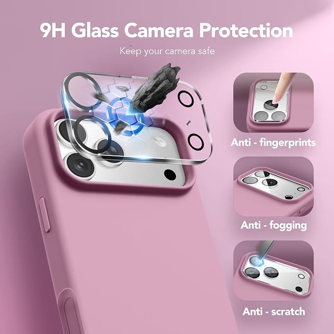 GONEZ Magnetic for iPhone 17 Pro Case, Compatible with MagSafe, [Screen Protector + Camera Lens Protector], Liquid Silicone Anti-Scratch Shockproof Protective Phone Case 6.3 inch, Blackcurrant