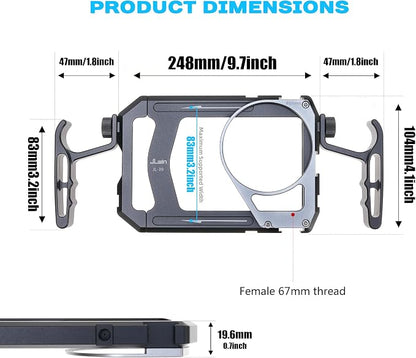 Universal Smartphone Cage Photo Video Stabilizer with Handles 67mm Filter Adapter for iPhone 17 16 15 14 for Samsung for Pixel and Other Android Phones for Phone Vlog Live Stream Video Recording