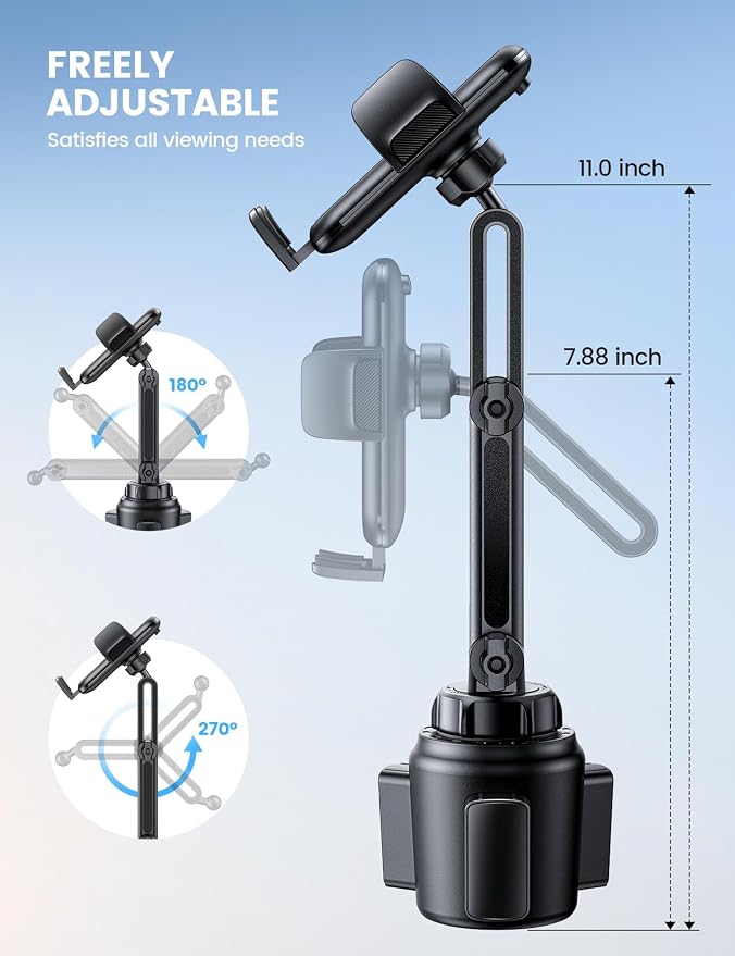 Lamicall Phone Holders for Your Car - [Thick Cases Friendly] Universal Adjustable Cell Phone Car Mount for Truck Golf Cart and All 4-7" inches Smartphones