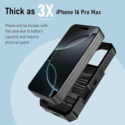 ZEROLEMON Battery Case for iPhone 16 Pro Max, 10000mAh Capacity, 18W Fast Charging Power with Full Edge Protection Extended RuggedJuicer Battery Charger Case for iPhone 16 Pro Max - Black
