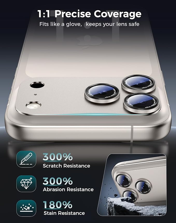 Goton Compatible for iPhone 17 Pro Camera Lens Protector, 1-Pack Aluminum Alloy Metal Cover with HD Tempered Glass, Pro Camera Style, Shatter-Resistant, Scratch-Proof, Case Friendly