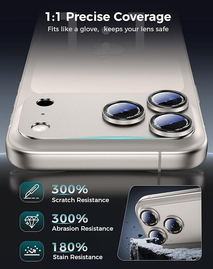 Goton Compatible for iPhone 17 Pro Camera Lens Protector, 1-Pack Aluminum Alloy Metal Cover with HD Tempered Glass, Pro Camera Style, Shatter-Resistant, Scratch-Proof, Case Friendly