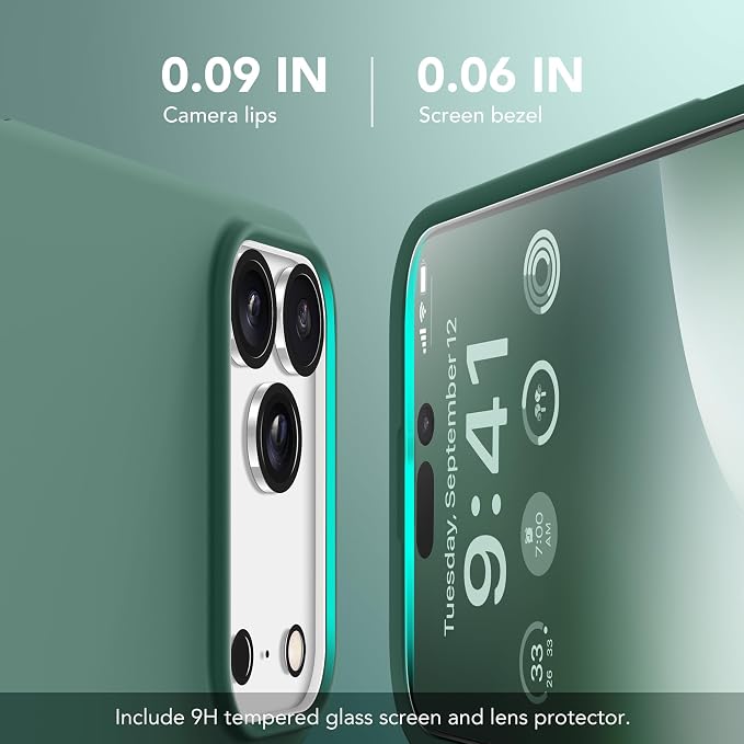 GONEZ Magnetic for iPhone 17 Pro Max Case, Compatible with MagSafe, [Screen Protector + Camera Lens Protector], Liquid Silicone Anti-Scratch Shockproof Protective Phone Case 6.9 inch, Midnight Green