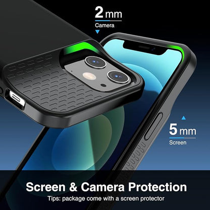 GIN FOXI Battery Case for iPhone 12/12Pro, Charging Case Rechargeable 7000mAh Battery PackUltra-Slim Anti-Fall Protection Charger Cover Extended Juice Box for 12Pro/12 (6.1 inch) Black