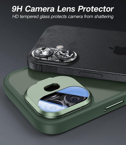 [Upgraded] for iPhone 16 Case with Camera Cover Stand [Fit for MagSafe][9H Camera Lens Protector] Mil-Grade Protection Translucent Matte Silicone Magnetic iPhone 16 Phone Case, Green