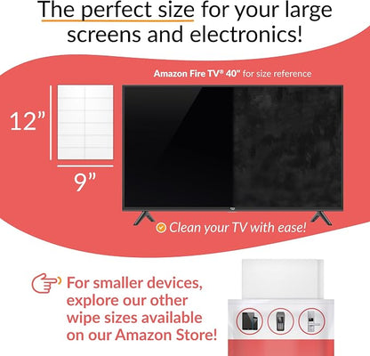 iCloth XL Wipe - 9x12 Inch Electronics Cleaning Wipe, 70% Isopropyl Alcohol, Individually Sealed - Streak-Free, Lint-Free, Restores Optical Clarity - TV, Monitor, Laptop (24 Wipes)