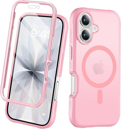 Compatible with iPhone 17 Case Pink, Built-in Screen Protector, [Compatible with MagSafe] Full Body Rugged Phone Case, Shockproof Protective Magnetic Cover for iphone17 6.3" (Pink)