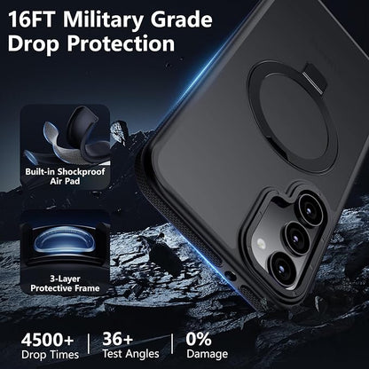 for Samsung Galaxy S23 Case, Magnetic Adjustable Ring Stand [Fit for Magsafe], [Military-Grade Shockproof Protection] Phone Case with Kickstand&Ring Holder (Black)