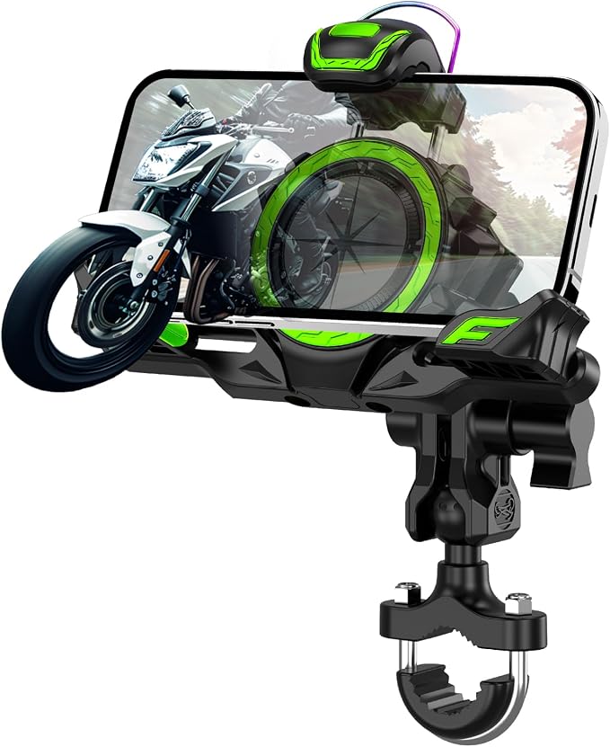 Motorcycle Phone Mount Holder，Bicycle Phone Mount,Metal Extension Arm-Dual Vibration Dampener,Suitable for Handlebar and Rearview Mirror Installation,Clamp for 4.7-7.2" Smartphone