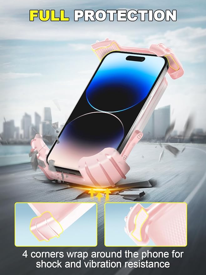 Bicycle Phone Holder,Motorcycle Handlebar Phone Mount,1S Quick Lock Release,360°Rotation Silicone Wrapped Phone Clamp Stand for E-bike,Scooter ATV Strollers Bike Phone Clip,for 4.7- 6.8"Phones
