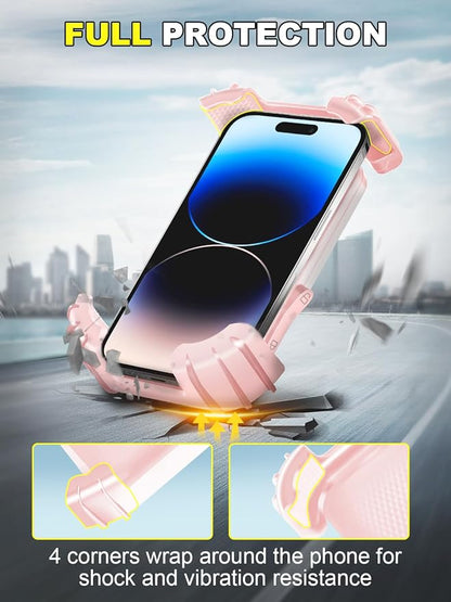 Bicycle Phone Holder,Motorcycle Handlebar Phone Mount,1S Quick Lock Release,360°Rotation Silicone Wrapped Phone Clamp Stand for E-bike,Scooter ATV Strollers Bike Phone Clip,for 4.7- 6.8"Phones