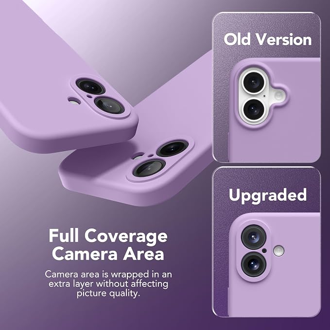 Magnetic for iPhone 16 Plus Case, Compatible with MagSafe, [Full Camera Protection][Screen Protector] Silicone Shockproof Protective Phone Case for iPhone 16 Plus 6.7", Light Purple
