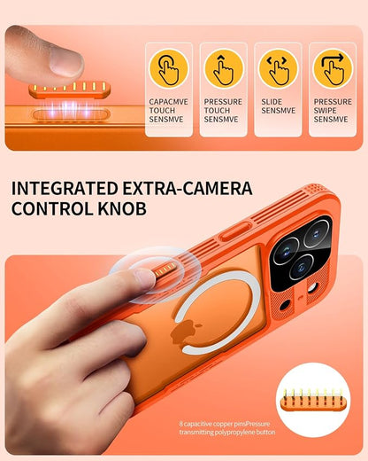 Lanhiem Magnetic for iPhone 17 Pro Case, IP68 Waterproof, Dustproof, Compatible with Magsafe, Built-in Screen Protector, Full Body, Heavy Duty, Rugged Phone Cover, 6.3 inch, Cosmic Orange