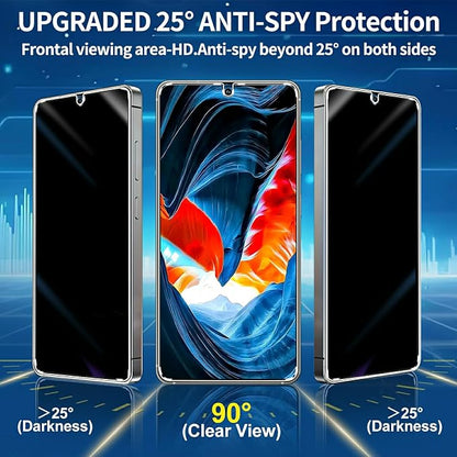 3 Pack Privacy Screen Protector for Samsung Galaxy s25 ultra Tempered Glass + 2 Pack Camera Lens Protector, True 25°Anti Spy, Military Grade Shatterproof, 9H+ Hardness, Auto Alignment Frame 6.9"
