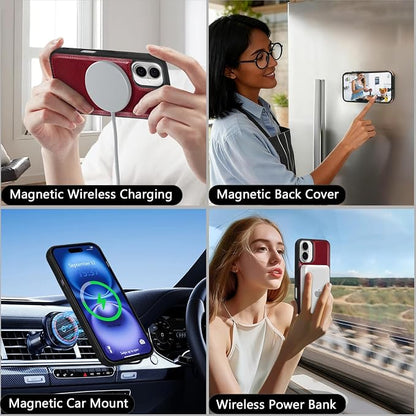 Wallet Case for iPhone 16 with Card Holder/Crossbody Wallet/Strap| RFID Blocking | Magnetic | Kickstand | Detachable | PU Leather Phone Case for iPhone 16,6.1 in,Wine Red