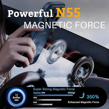 Vacuum Magnetic Car Phone Mount, 118LBS Nano Gel Suction Cup, 360° Adjustable, Compatible with Magsafe iPhone 12-17 Air Pro Max, Car Phone Holder for Dashboard Windshield Textured Surfaces