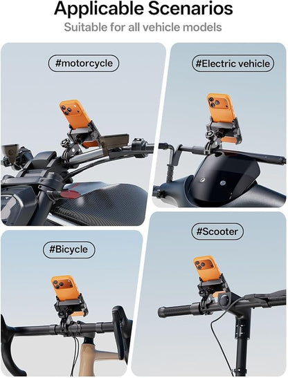 Kewig Bike Phone Holder - [Camera Friendly] [1-Second Lock & Release] Bike Cell Phone Mount Clamp, Motorcycle Bicycle Scooters Handlebar Cell Phone Mount Clip Fits 5.4-7.2" Smartphones