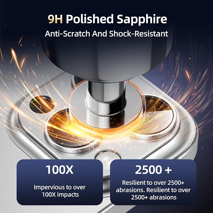 9H High-alumina Tempered Glass Camera Lens Protector for iPhone 14 Pro Max/14 Pro Lens , Military-Grade Shatterproof with Strong Adsorption, Full Coverage Case-Friendly Cover (Silver, iPhone 14 Pro/14 Pro Max)