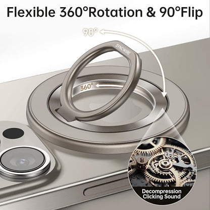 SYNCWIRE Magnetic Phone Ring Holder for MagSafe, 360° Rotation Cell Phone Grip Stand Finger Ring Kickstand Two-Sided Magnet Compatible with iPhone 17 Pro Max 16 15 14 13 12 MagSafe Accessories