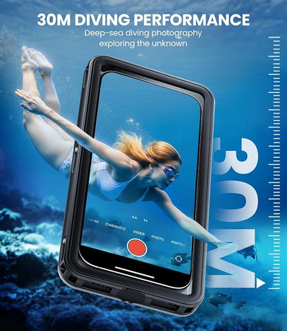 WIFORT Waterproof Phone Case with Lanyard, Underwater Phone Cases for Snorkeling/Diving/Swimming/Filming, IP68 Water Proof Touchscreen Case for All Cell Phones: iPhone/Samsung/Moto/Pixel - Black