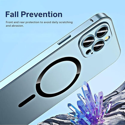 Magnetic Charging Aluminium Metal Bumper Matte Case Cover for iPhone, Alloy Magnetic Slim Case Camera Lens Protect for iPhone 14 Pro Max 13 12 (Champagne Gold, for iPhone 12 Pro Max)