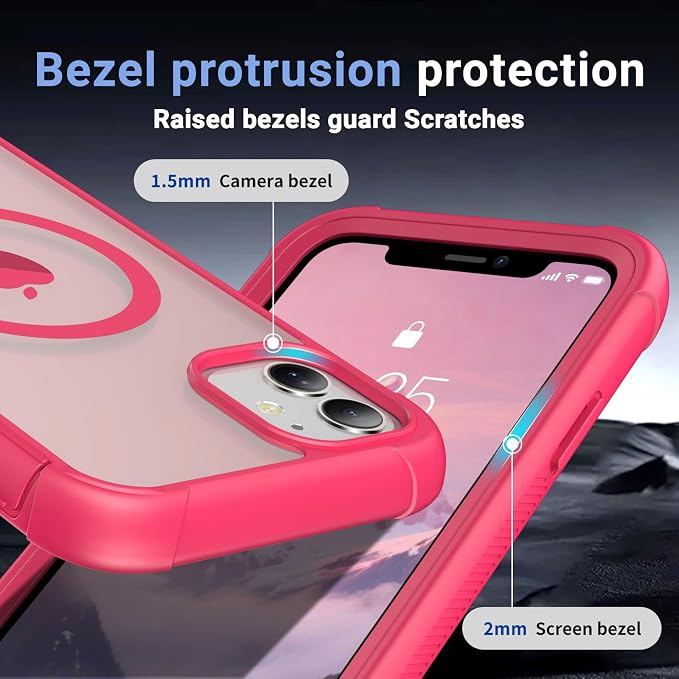 jaroco Magnetic for iPhone 11 Case, [Compatible with MagSafe][Military Grade Drop Protection][Heavy Duty Protection][Non-Slip][Shockproof] 2-Layer Durable Bumper Phone Case 6.1''-Rose