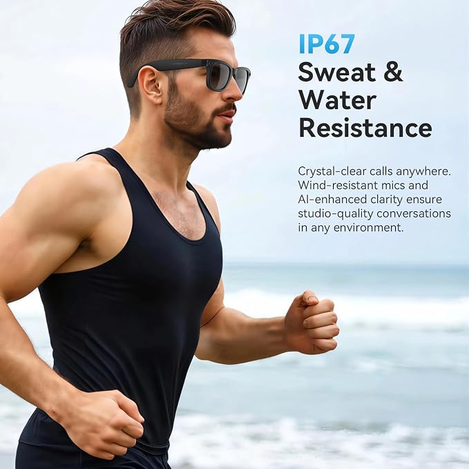 AI Smart Glasses for Men Women with Camera,8MP 2K HD Camera Glasses,AI Voice Control and Translation,Smart Anti-Blue Light Glasses with Bluetooth Call,IP67 Waterproof for Driving,Outdoor,+2 Lenses.