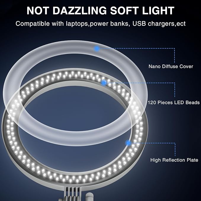 Ring Light with Stand, Zoom Lighting for Computer Video Conference, Video Calls, Home Office, Lighting for Video Recording