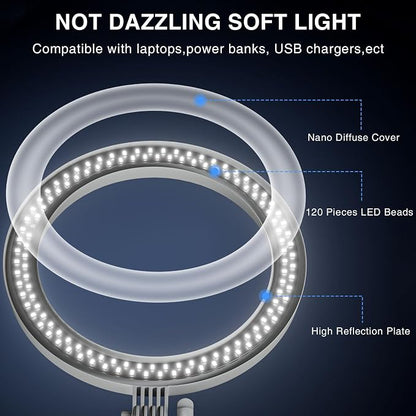 Ring Light with Stand, Zoom Lighting for Computer Video Conference, Video Calls, Home Office, Lighting for Video Recording