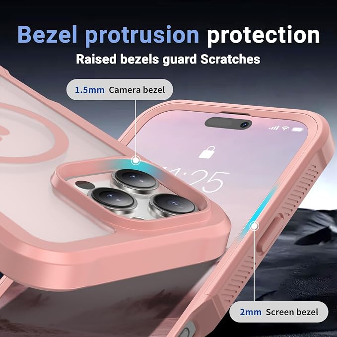 jaroco Magnetic for iPhone 16 Pro Max Case, [Compatible with MagSafe][Military Grade Drop Protection][Heavy Duty Protection][Non-Slip][Shockproof] 2-Layer Durable Bumper Phone Case 6.9''-Pink