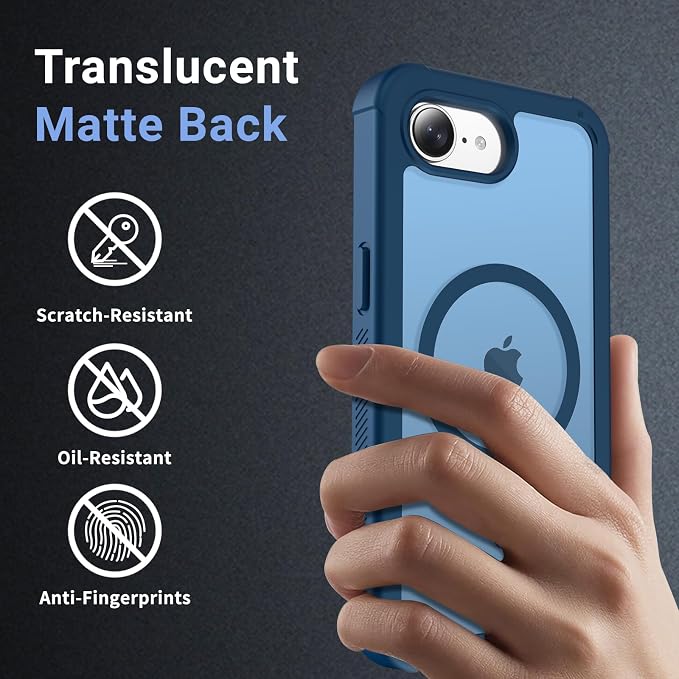 jaroco Magnetic for iPhone 17e Case& iPhone 16e Case, [Compatible with MagSafe][Military Grade Drop Protection][Heavy Duty Protection][Non-Slip][Shockproof] 2-Layer Bumper Phone Case 6.1''-Deep Blue