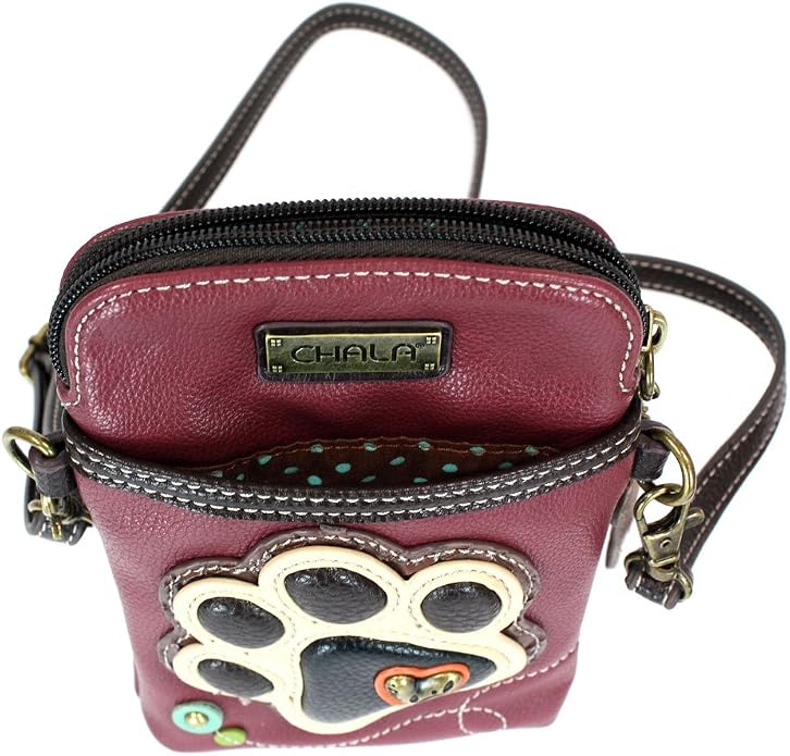 CHALA Dog Collection Cell Phone Crossbody Purse-Women PU Leather/Canvas Multicolor Handbag with Adjustable Strap