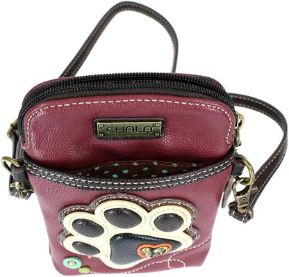 CHALA Dog Collection Cell Phone Crossbody Purse-Women PU Leather/Canvas Multicolor Handbag with Adjustable Strap