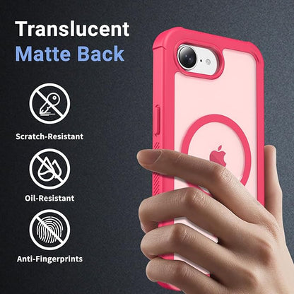 jaroco Magnetic for iPhone 17e Case& iPhone 16e Case, [Compatible with MagSafe][Military Grade Drop Protection][Heavy Duty Protection][Non-Slip][Shockproof] 2-Layer Bumper Phone Case 6.1''-Rose