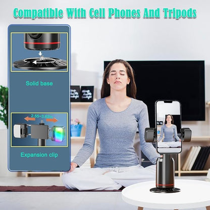 Crienten Auto Face Tracking Tripod, 360° AI Face Tracking Phone Holder with Remote, No App，Smart Phone Stand for iPhone & Android, Rechargeable Tripod for Video Recording, Live Streaming, TikTok, Vlog