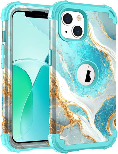 Hocase for iPhone 14 Plus Case, Heavy Duty Shockproof Protection Soft Silicone Rubber+Hard Plastic Bumpers Hybrid Protective Case for iPhone 14 Plus 6.7" 2022 - Teal