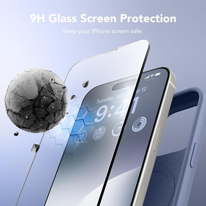 GONEZ for iPhone 15 Pro Max Case Silicone, Compatible with Magsafe, Camera Protector + Screen Protector, Anti-Scratch Microfiber Lining, Liquid Silicone Shockproof Phone Cover, Lavender Gray