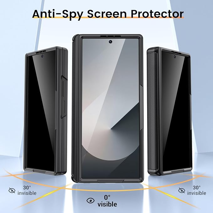 VEGO for Samsung Z Fold 6 Case with Hinge Protection & Kickstand, Black | Full-Body Built-in Privacy Screen Protector Slide Camera Cover - Shockproof Protective Case for Galaxy Z Fold 6 5G 2024