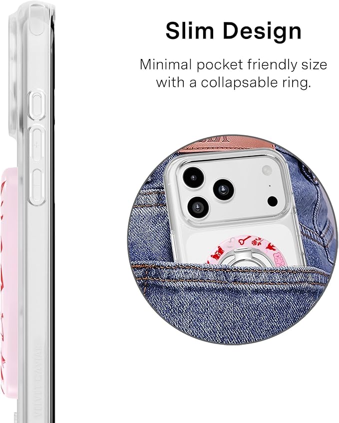 VELVET CAVIAR Compatible with MagSafe Phone Grip 2.0 | Cute Magnetic Ring Holder | Finger Loop Kickstand | Pop On Accessory for iPhone 17, 16, 15, 14, 13, 12 | Lover Girl Holo