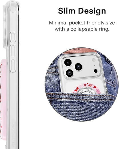 VELVET CAVIAR Compatible with MagSafe Phone Grip 2.0 | Cute Magnetic Ring Holder | Finger Loop Kickstand | Pop On Accessory for iPhone 17, 16, 15, 14, 13, 12 | Lover Girl Holo