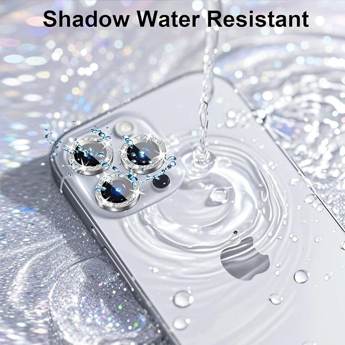 Compatible for iPhone 14 Pro/iPhone 14 Pro Max Camera Lens Protector Bling, Cute Sparkle Glitter Luxury Camera Cover for Women, Anti-Scratch (3 Protectors + 1 Extra), Silver