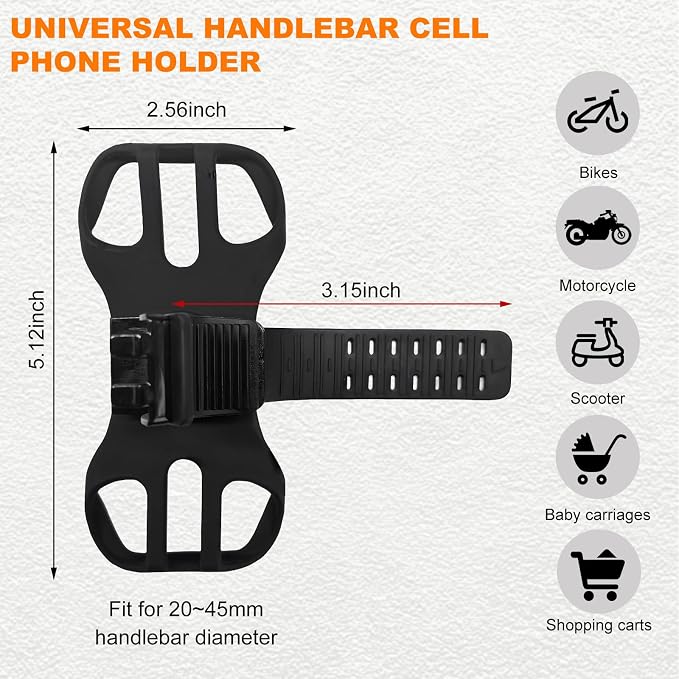 Yourkar Bicycle Phone Holder, 360° Rotation Detachable Shock Absorbing Bike Phone Holder, Universal Adjustable Smartphone Holder for Bicycles and Motorcycles, Bike Accessories