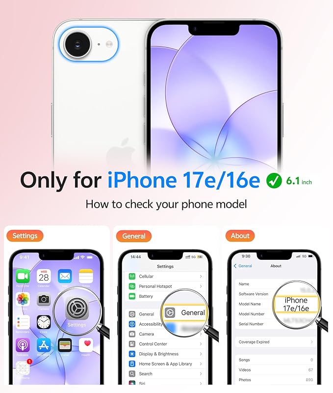 FNTCASE for iPhone 17e Case: iPhone 16e Phone Case [Compatible with Magsafe] Translucent Matte Cases with [Screen Protector] Military Grade Shockproof Protective Phone Cover - Light Purple