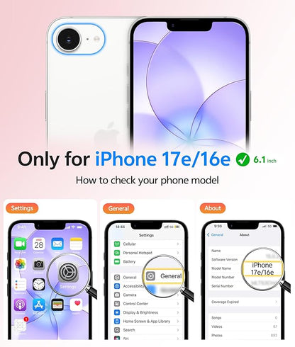 FNTCASE for iPhone 17e Case: iPhone 16e Phone Case [Compatible with Magsafe] Translucent Matte Cases with [Screen Protector] Military Grade Shockproof Protective Phone Cover - Light Purple
