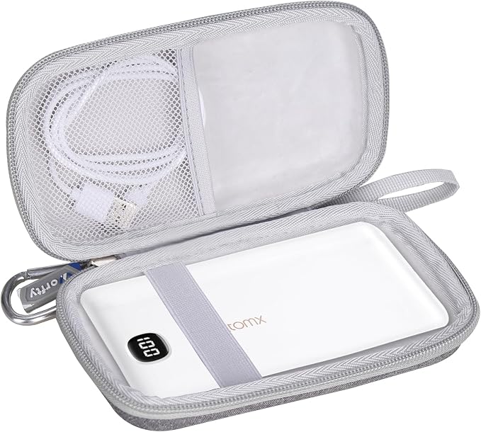 Case for VEEKTOMX Portable Charger with Built in Cables 10000mAh / 20000mAh Power Bank for iPhone with AC Wall Plug - Hard Protective Travel Carrying Storage Bag (Grey)