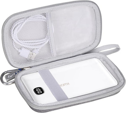 Case for VEEKTOMX Portable Charger with Built in Cables 10000mAh / 20000mAh Power Bank for iPhone with AC Wall Plug - Hard Protective Travel Carrying Storage Bag (Grey)